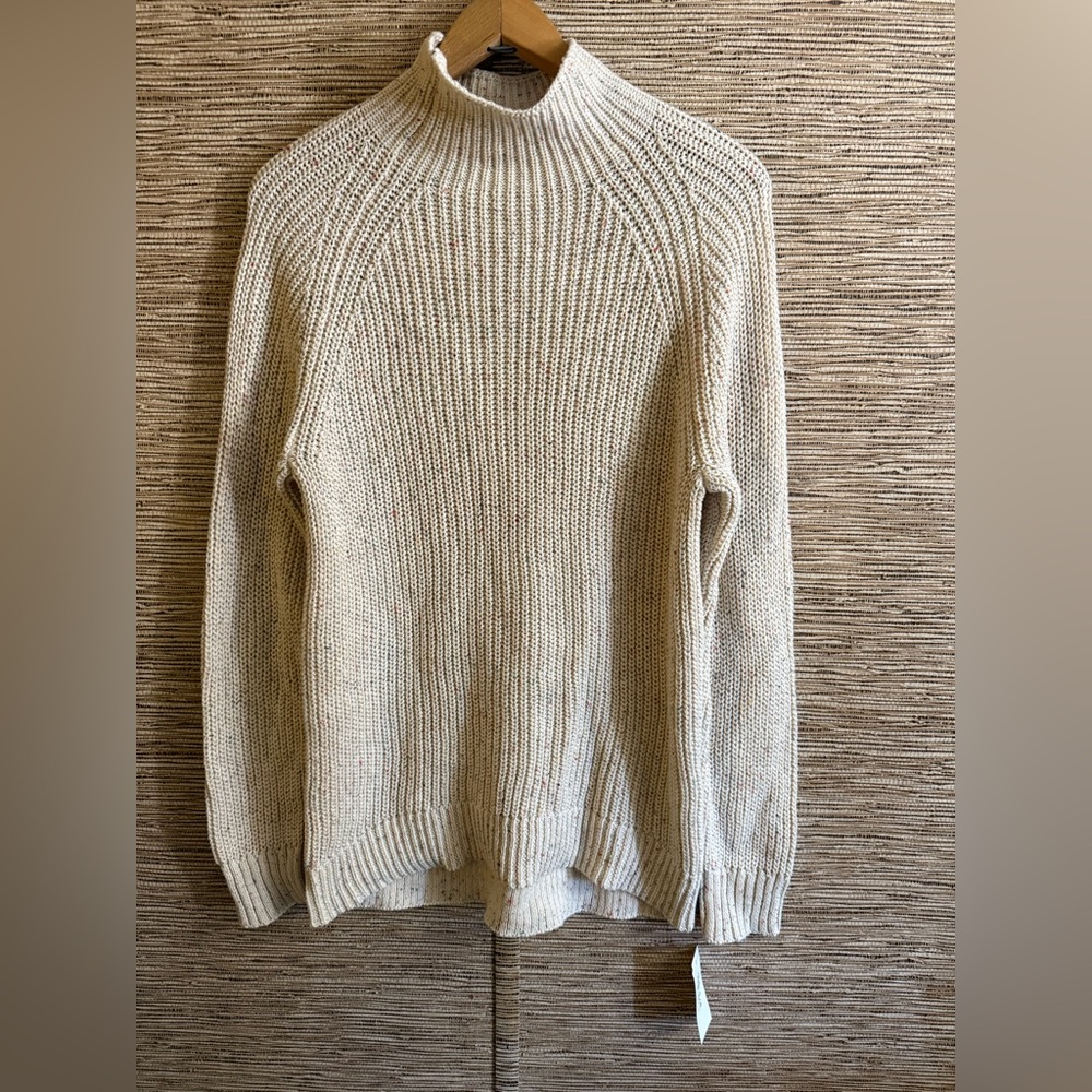Style & Co Sweater Women 0X Ivory Cream Funnel-Neck Rainbow Speckled Knit Chunky